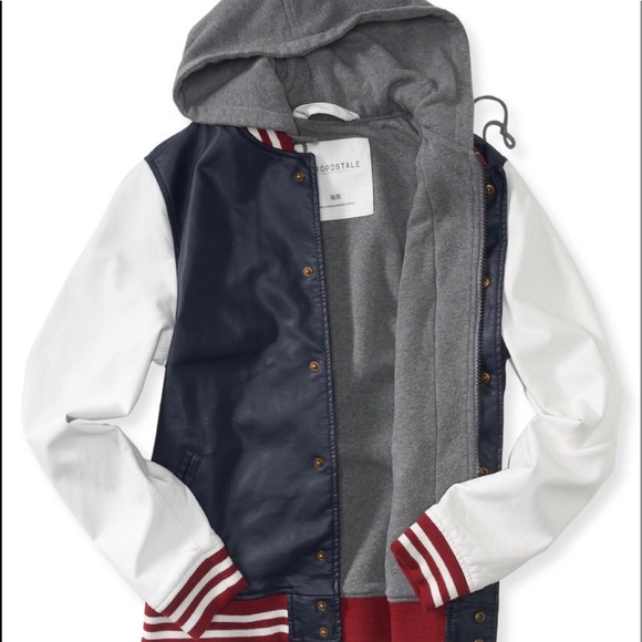 hooded varsity bomber jacket